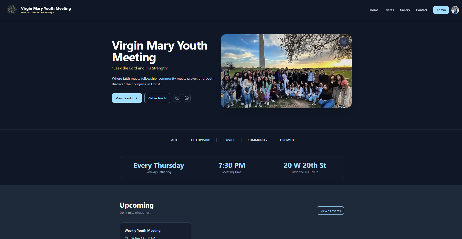 Virgin Mary Youth Meeting website preview